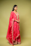 Coral Chinon Readymade Sharara Set With Chinon Dupatta