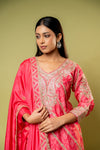 Coral Chinon Readymade Sharara Set With Chinon Dupatta