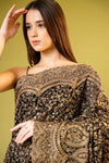 Black Georgette Embroidered Saree With Unstitched Blouse