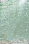 Pista Organza Tissue Embroidered Saree With Unstitched Blouse