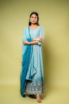 Sky blue Georgette Floor Length Readymade Suit With Georgette Dupatta