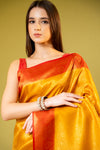 Mustard Banarasi Silk Saree With Unstitched Blouse