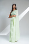 Sea Green Organza Tissue Embroidered Saree With Unstitched Blouse