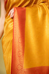 Mustard Banarasi Silk Saree With Unstitched Blouse