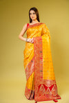 Mustard Banarasi Silk Saree With Unstitched Blouse