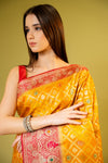 Mustard Banarasi Silk Saree With Unstitched Blouse