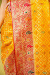 Mustard Banarasi Silk Saree With Unstitched Blouse