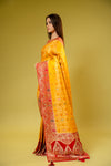 Mustard Banarasi Silk Saree With Unstitched Blouse