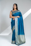 Peacock Banarasi Silk Saree With Unstitched Blouse