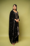Black Georgette Readymade Suit And Palazzo With Georgette Dupatta