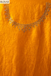 Mustard Organza Embroidered Saree With Unstitched Blouse