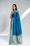 Peacock Banarasi Silk Saree With Unstitched Blouse