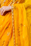 Mango Gold Chiffon Embroidered Saree With Unstitched Blouse