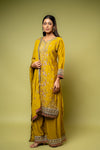 Pista Chinon Readymade Sharara Set With Chinon Dupatta