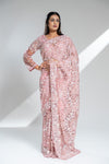 Gajari Net Embroidered Saree With Readymade Blouse