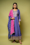 Purple Chinon Floor Length Readymade Suit With Chinon Dupatta