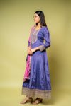Purple Chinon Floor Length Readymade Suit With Chinon Dupatta