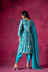Chinon Readymade Suit With Chinon Crepe Dupatta