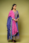 Purple Chinon Floor Length Readymade Suit With Chinon Dupatta