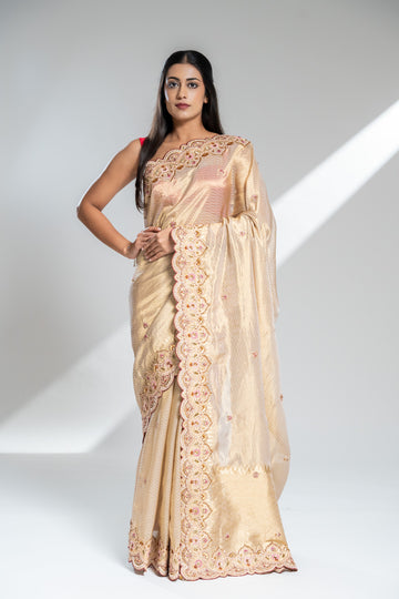 Tussar Banarasi Silk Saree With Unstitched Blouse