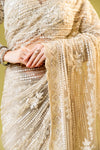 Tussar Net Embroidered Saree With Readymade Blouse