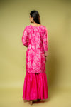 Pink Chinon Readymade Sharara Set With Chinon Dupatta