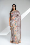 Mauve Banarasi Silk Saree With Unstitched Blouse