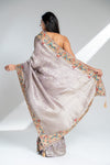 Mauve Banarasi Silk Saree With Unstitched Blouse
