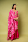 Pink Chinon Readymade Sharara Set With Chinon Dupatta