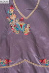 Mauve Banarasi Silk Saree With Unstitched Blouse