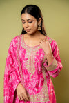 Pink Chinon Readymade Sharara Set With Chinon Dupatta