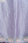 Mauve Organza Tissue Embroidered Saree With Unstitched Blouse