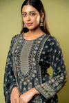 Black Crepe Readymade Sharara Set With Crepe Dupatta
