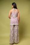 Mauve Net Readymade Sharara Set With Net Dupatta