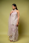 Mauve Net Readymade Sharara Set With Net Dupatta