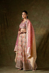 Tussar Crepe Tissue Readymade Sharara Set With Organza Dupatta