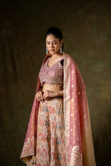 Tussar Crepe Tissue Readymade Sharara Set With Organza Dupatta