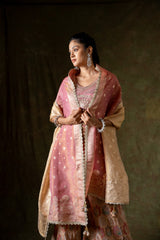 Tussar Crepe Tissue Readymade Sharara Set With Organza Dupatta