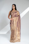 Garnet Banarasi Silk Saree With Unstitched Blouse