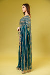 Peacock Net Embroidered Saree With Readymade Blouse