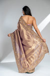 Garnet Banarasi Silk Saree With Unstitched Blouse
