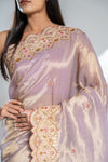 Mauve Banarasi Silk Saree With Unstitched Blouse