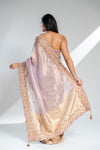 Mauve Banarasi Silk Saree With Unstitched Blouse