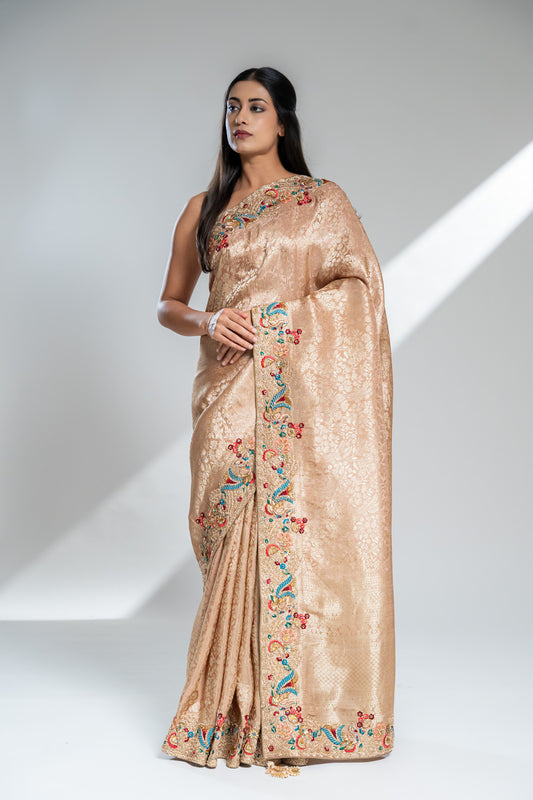 Tussar Banarasi Silk Saree With Unstitched Blouse