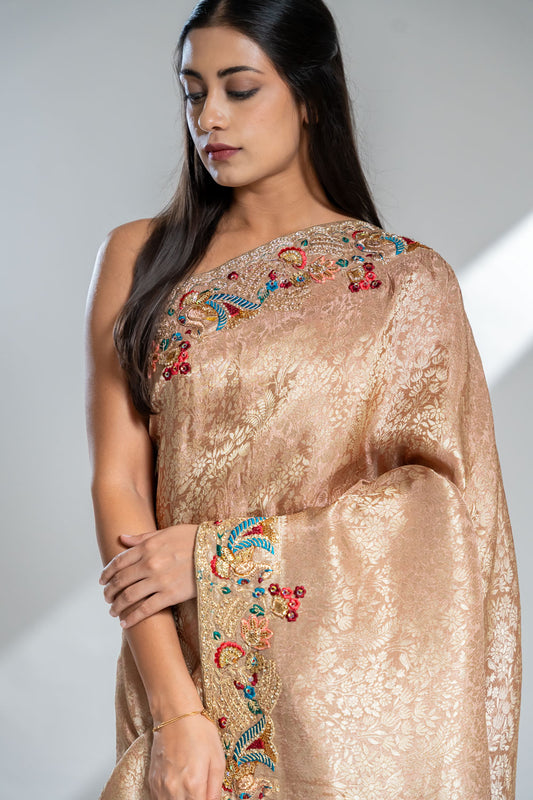 Tussar Banarasi Silk Saree With Unstitched Blouse