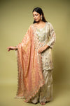 Tussar Shimmer Readymade Sharara Set With Shimmer Dupatta