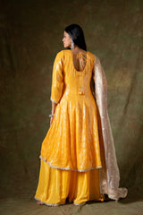 Mango Gold Georgette Readymade Suit With Organza Dupatta