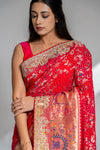 Rani Khaddi Georgette Embroidered Saree With Unstitched Blouse