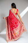Rani Khaddi Georgette Embroidered Saree With Unstitched Blouse
