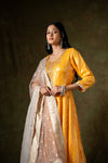 Mango Gold Georgette Readymade Suit With Organza Dupatta